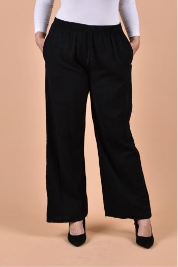 Макси летен панталон от памук в черен цвят /размери 50,54,58,62/ Модел:2094