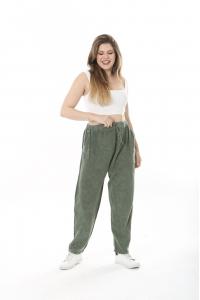 Макси летен панталон от памук в зелен цвят /размери:50,52,54,56/ Модел:2691