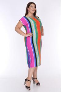 Лятна рокля на пъстри ленти /размери 2XL,3XL,4XL/ Модел: 1345