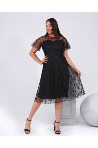 Елегантана дантелена рокля в черен десен /размери 2XL,3XL,4XL/ Модел: 1640