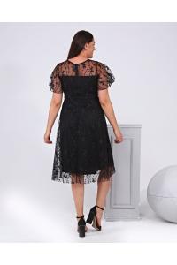Елегантана дантелена рокля в черен десен /размери 2XL,3XL,4XL/ Модел: 1640
