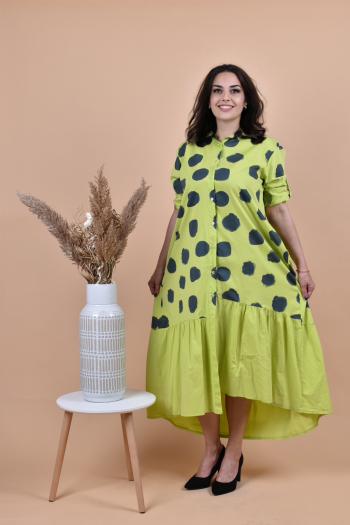 Дълга рокля на кръгове от памук /Универсален размер/ Модел:2051