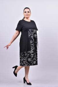Макси рокля в черно-бял десен /Универсален размер/ Модел:2674