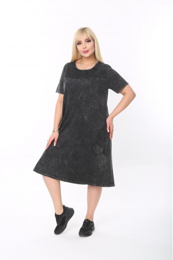 Макси рокля от варен памук в тъмно сив цвят /размери 50,54,58,62/ Модел:2114