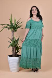Свежа рокля с отвори на рамената в зелен цвят /Универсален размер/ Модел: 1575