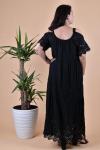 Дълга макси рокля с дантела в черен цвят /Универсален размер/Модел:2215